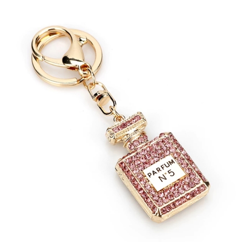 Luxury Parfum No 5 keychain- pink- one left!